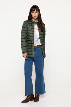 Fifty Outlet Abrigo acolchado cuello alto corte cintura Kaki Claro