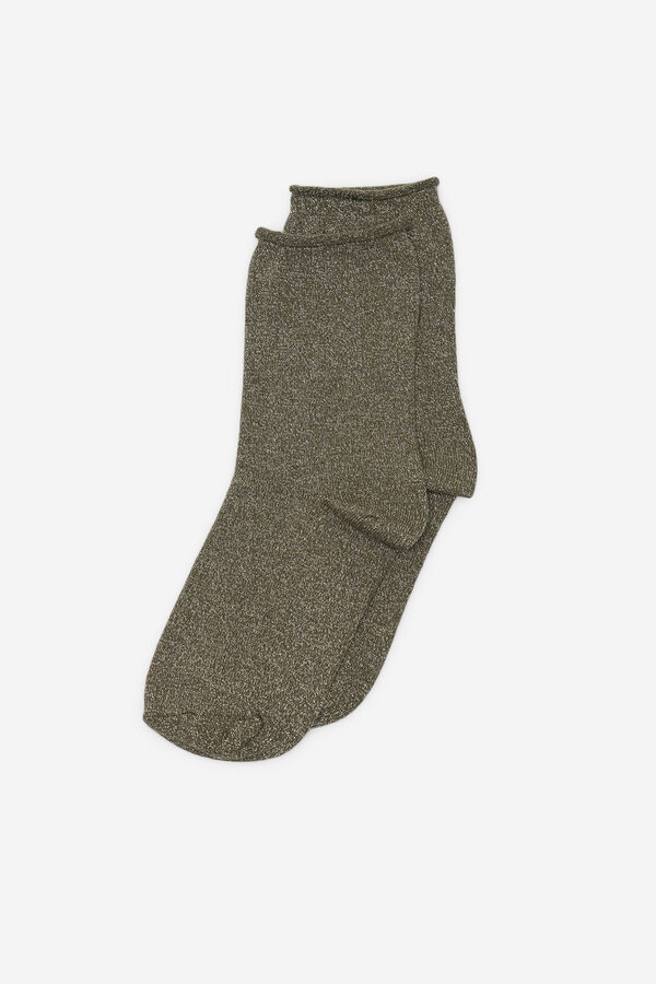 Fifty Outlet Calcetines de lúrex Kaki Oscuro
