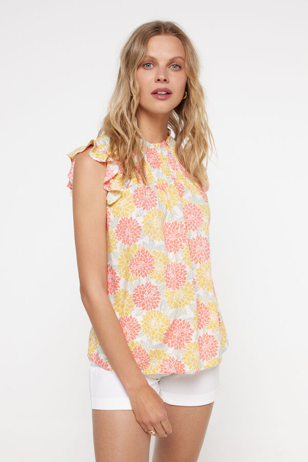 Milano Blusa fluida estampada de flores. Verde