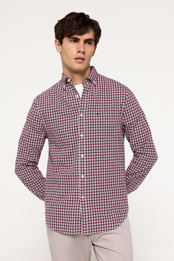 Fifty Outlet Camisa twill cuadros Granate