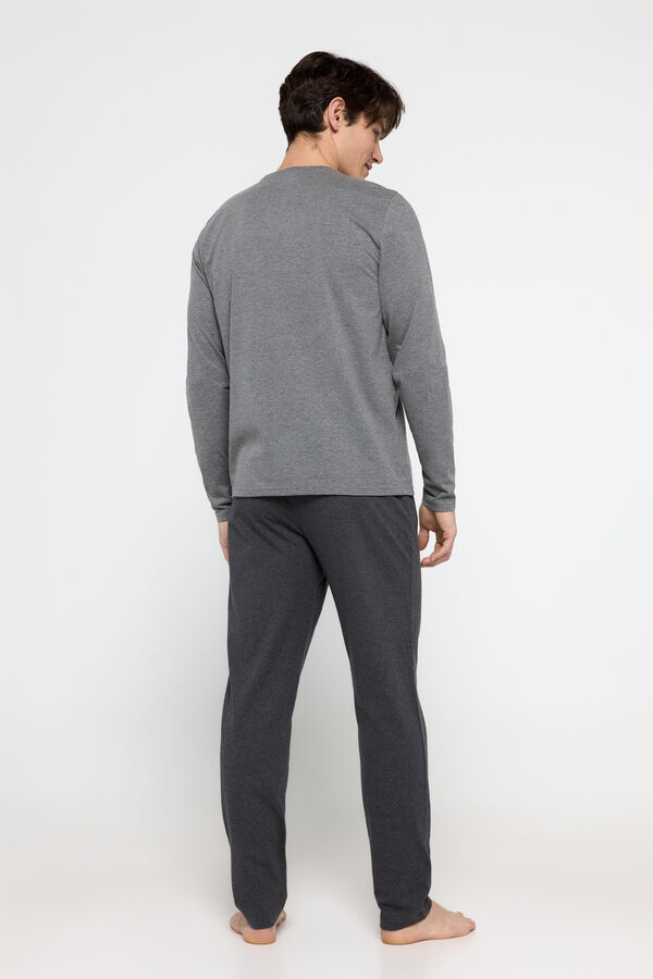 Milano Pijama largo single jersey monocolor Marengo