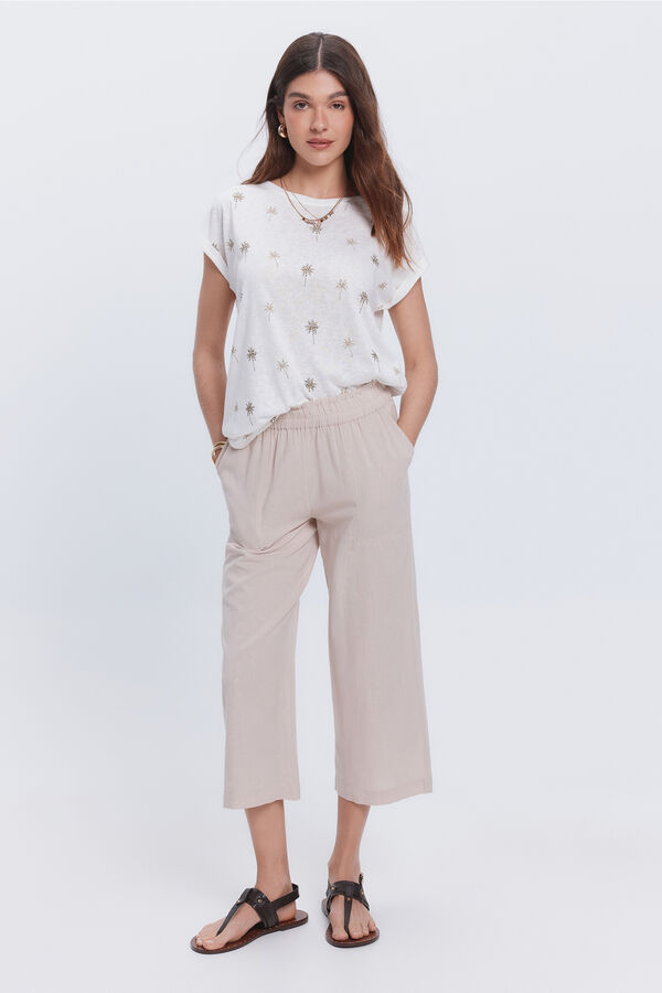 Fifty Outlet Camiseta estampada con strass Marfil
