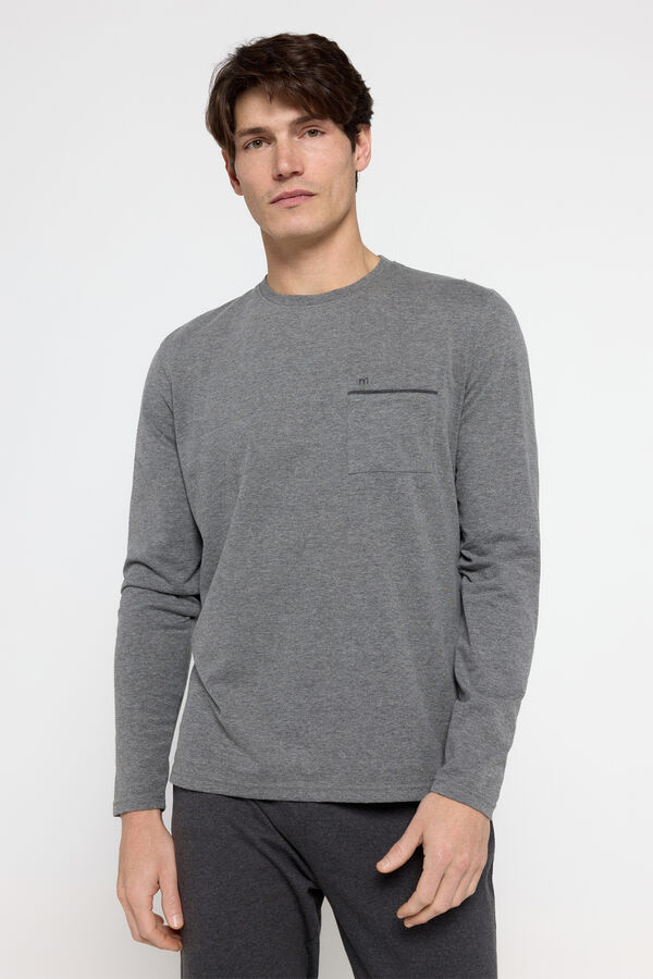 Milano Pijama largo single jersey monocolor Marengo