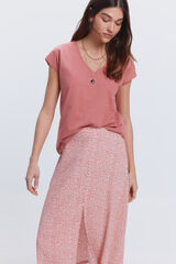 Fifty Outlet Camiseta pliegues hombros Rojo/Coral