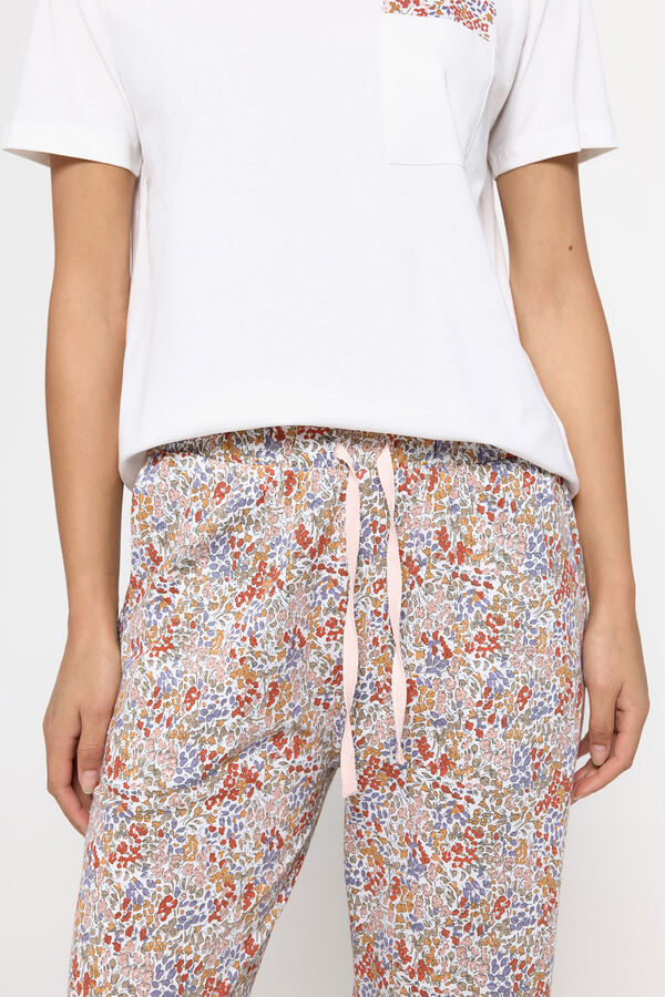Milano Pijama de algod&oacute;n estampado floral natural