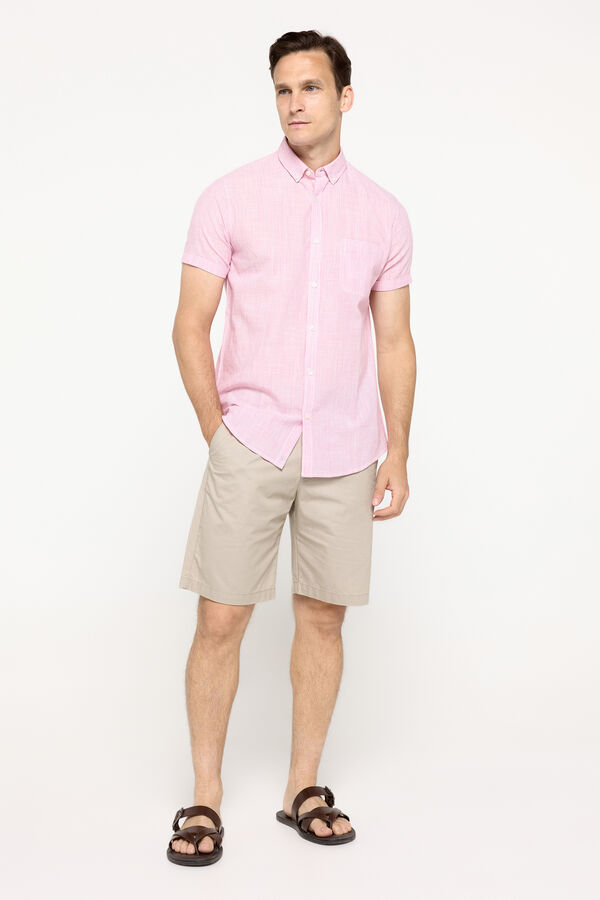 Milano Camisa sport a rayas de manga corta Rojo