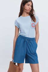 Fifty Outlet Camiseta bolsillo crochet Azul