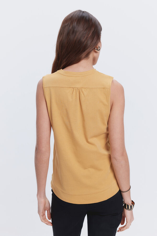 Fifty Outlet Camiseta sin mangas escote en pico con fornitura Verde