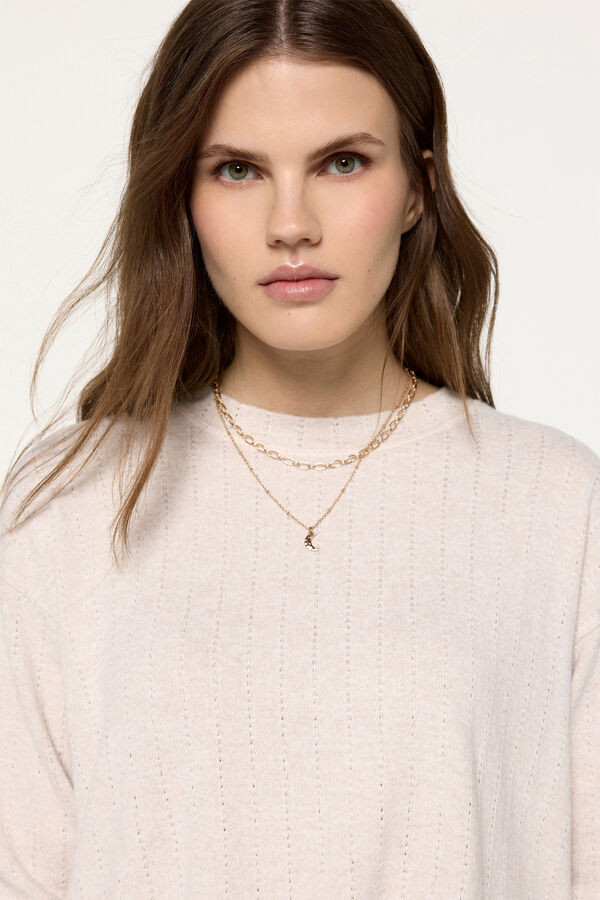 Fifty Outlet Suéter soft touch pointelle Beige