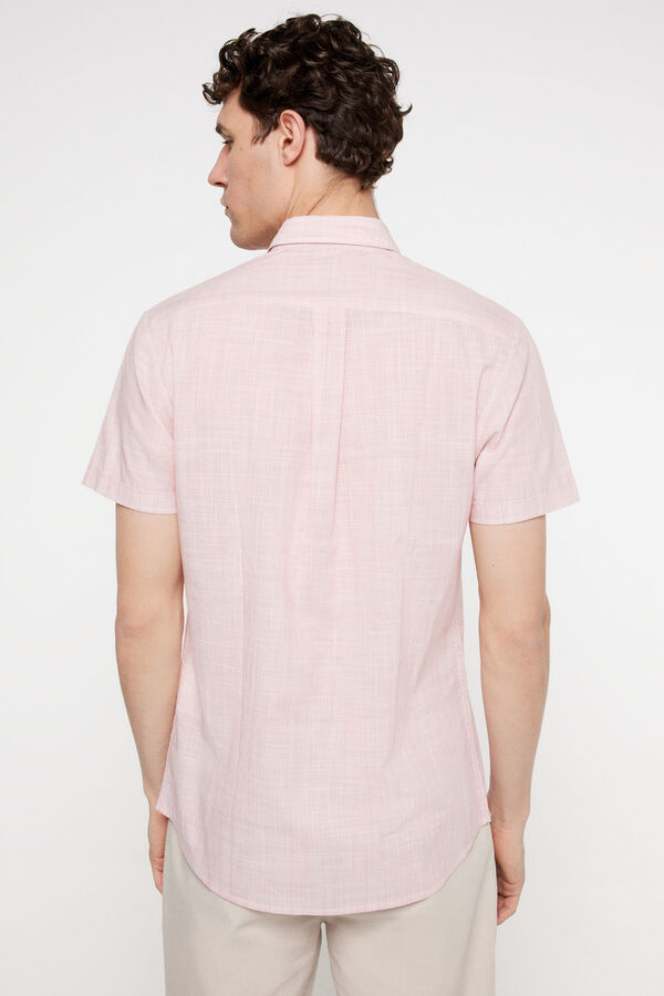 Fifty Outlet Camisa rayas aspecto lino. Rojo