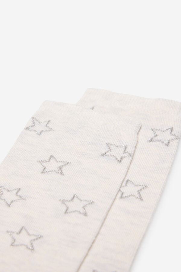 Fifty Outlet Calcetines estampado estrellas lurex Gris Claro