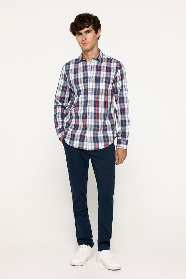 Fifty Outlet Camisa popelín cuadros Azul