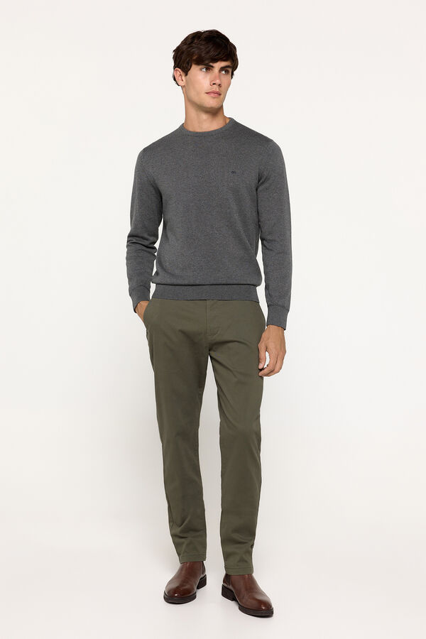 Fifty Outlet Suéter básico cuello redondo ajustado Gris