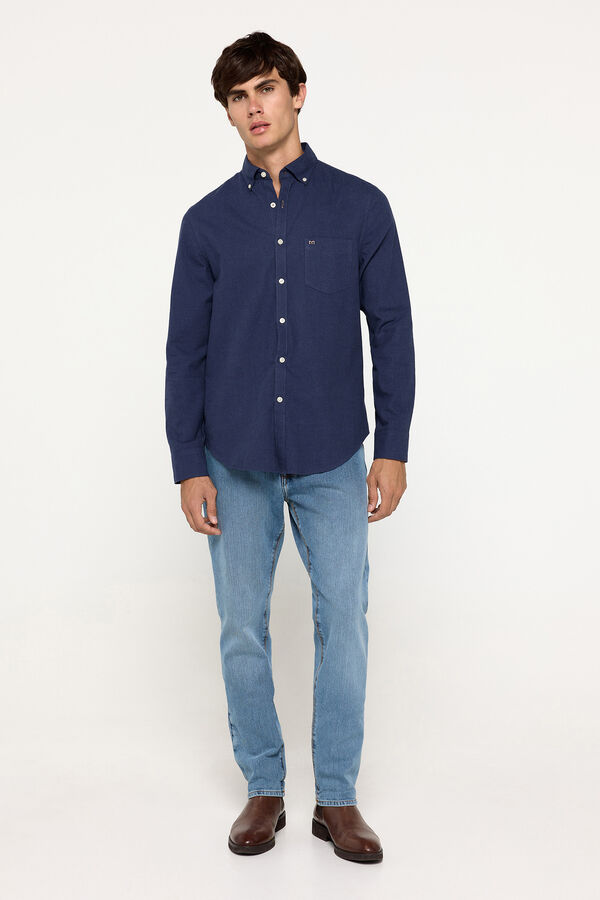 Fifty Outlet Camisa twill lisa Azul