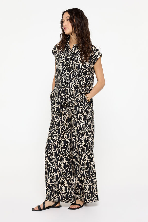 Fifty Outlet Pantalón estampado fit ancho con cintura elástica Estampado