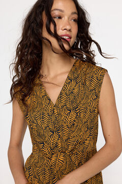 Fifty Outlet Vestido manga sisa con detalle atado en cintura Tostado
