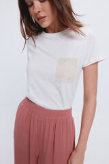 Fifty Outlet Camiseta bolsillo crochet Blanco