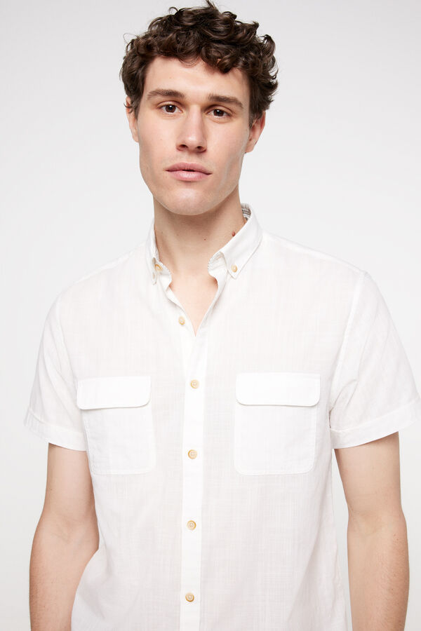 Fifty Outlet Camisa lisa aspecto lino Blanco