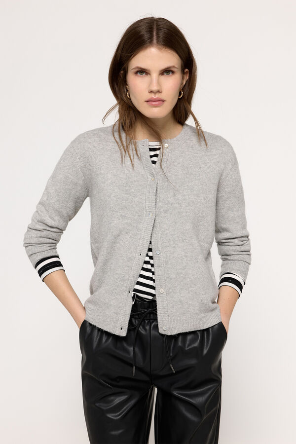 Fifty Outlet Chaqueta de tejido tacto suave botones en el delantero Gris Oscuro