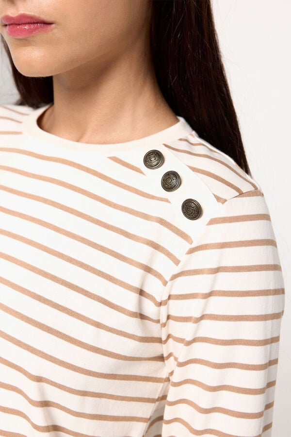 Milano Camiseta rayas tejido heavy cotton Tostado