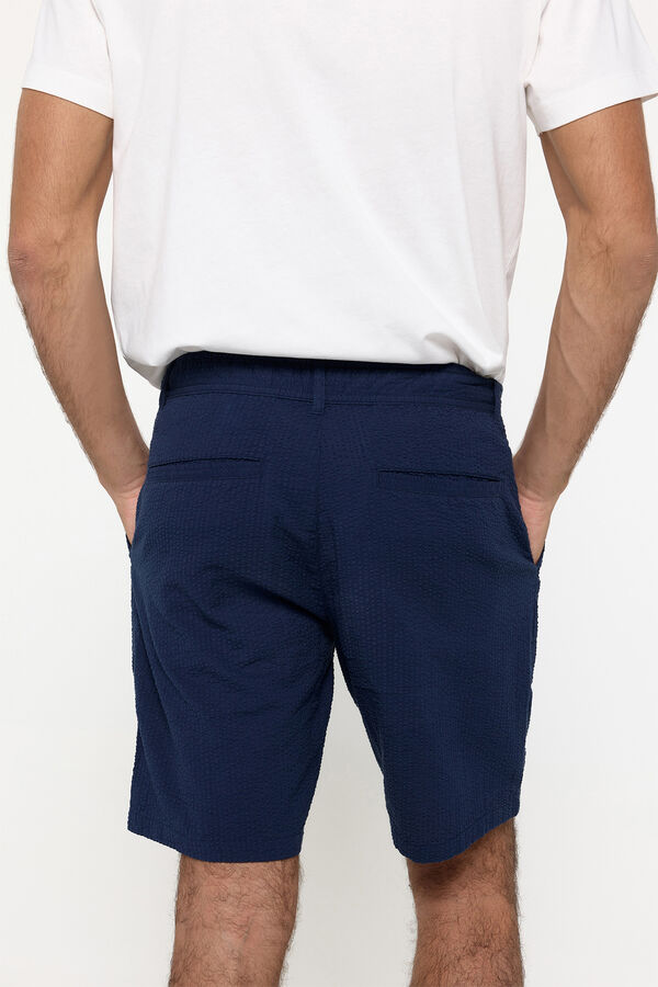Milano Bermudas seersucker color liso Navy