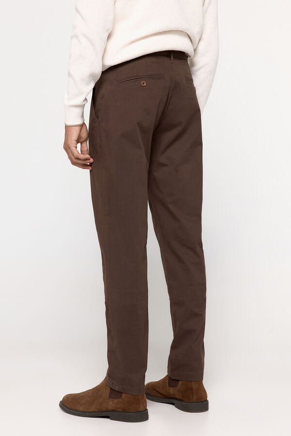 Fifty Outlet Pantalón chino liso Marrón Oscuro