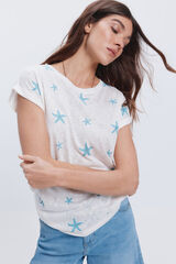 Fifty Outlet Camiseta estampada con strass Azul