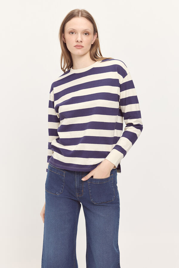 Milano Camiseta heavy cotton de rayas tipo sudadera Azul Oscuro