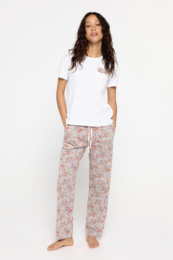 Milano Pijama de algod&oacute;n estampado floral natural