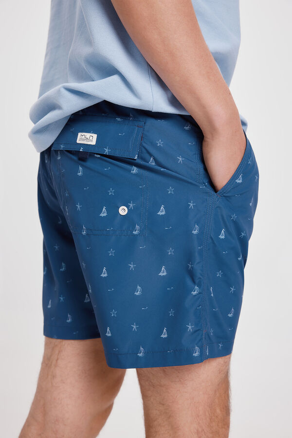 Fifty Outlet Bañador Estampado a Contraste Navy