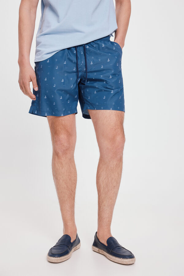 Fifty Outlet Bañador Estampado a Contraste Navy