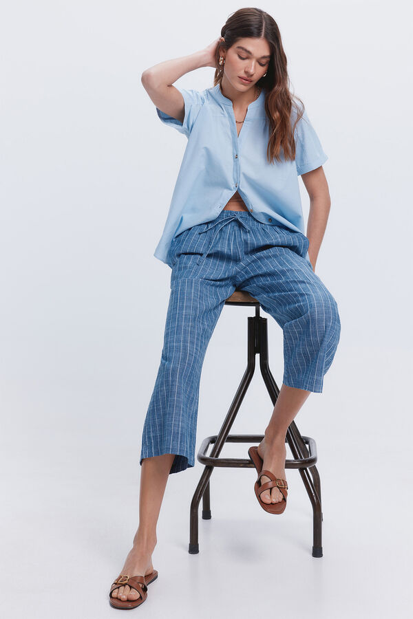 Milano Pantal&oacute;n tobillero lino Azul