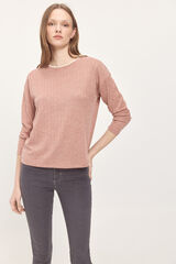 Milano Jersey tacto suave canale con detalle puntilla en el cuello Rosa