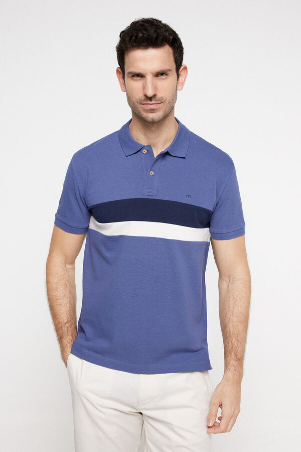 Fifty Outlet Polo pique cortado y cosido Azul Oscuro