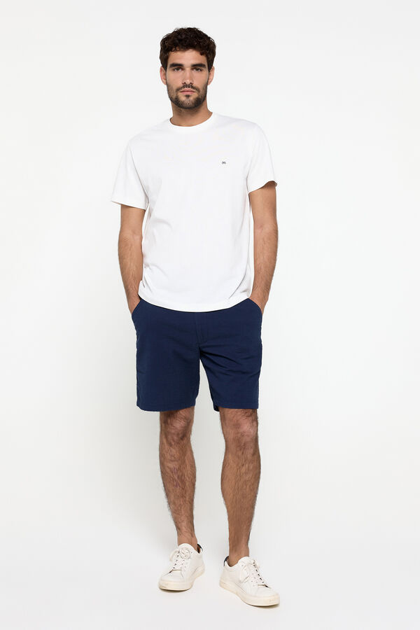 Milano Bermudas seersucker color liso Navy