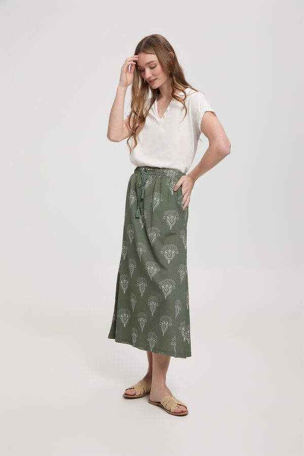 Milano Camiseta algod&oacute;n slub botones en escote Marfil