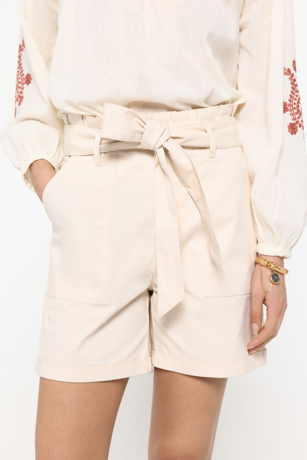 Fifty Outlet Bermudas estilo paperbag con cinturón Beige