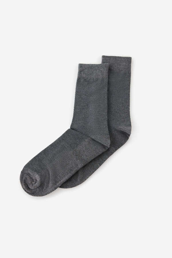 Fifty Outlet Calcetines básicos con estructura Gris Oscuro