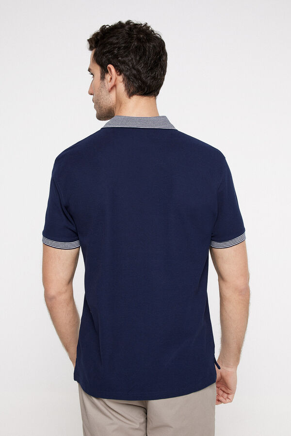 Fifty Outlet Polo pique cuello rallado Navy