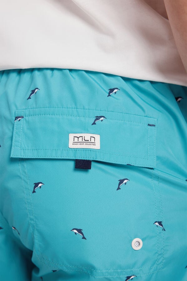 Fifty Outlet Bañador con Estampado a Contraste Turquesa