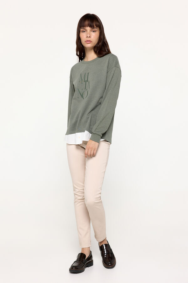 Fifty Outlet Sudadera estampada dobladillo con faldón Verde