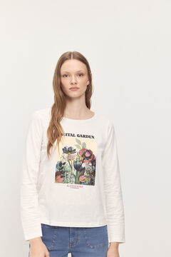 Fifty Outlet Camiseta manga francesa estampado en frontal Marfil