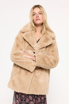 Fifty Outlet Abrigo efecto pelo Beige