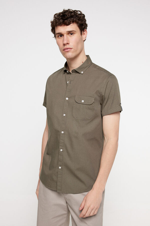 Fifty Outlet Camisa popelín lisa. Kaki Oscuro