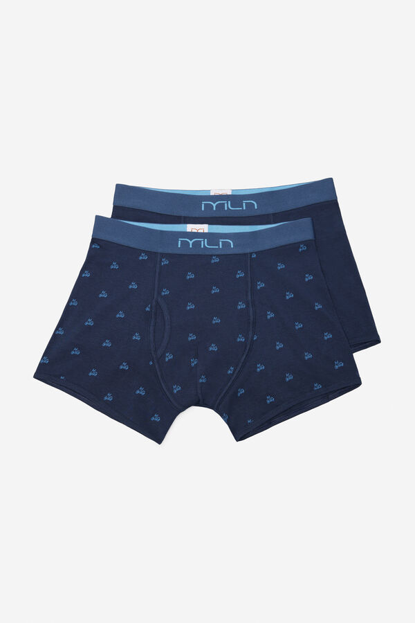 Fifty Outlet Pack x2 boxers con estampado vespa y liso. Azul