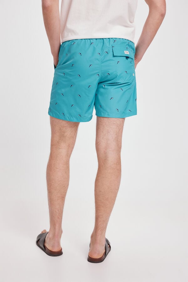 Fifty Outlet Bañador con Estampado a Contraste Turquesa