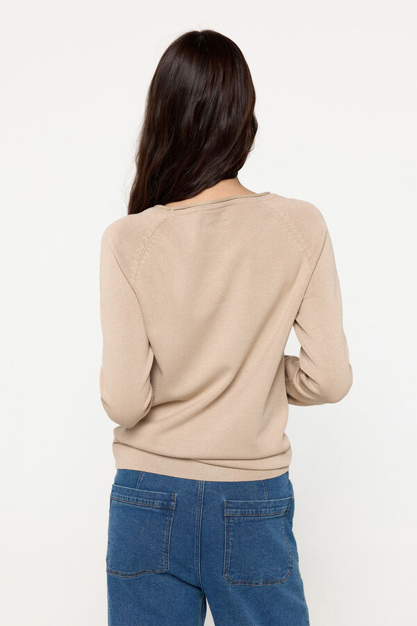 Fifty Outlet Suéter de tejido de viscosa cuello barco Beige