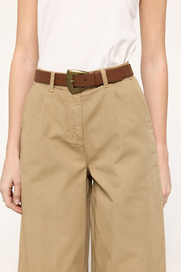 Fifty Outlet Pantalón chino crop. Beige