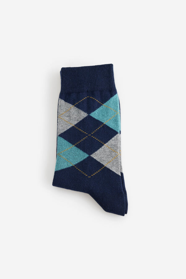 Fifty Outlet Calcetines fantasía con rombos azules Navy