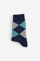 Fifty Outlet Calcetines fantasía con rombos azules Navy